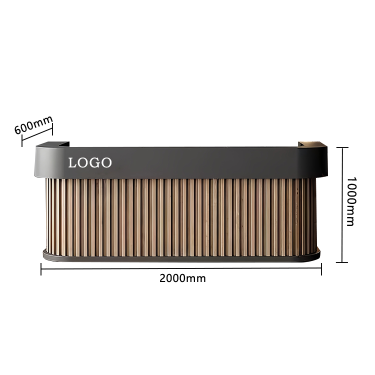 受付カウンター レジカウンター 店舗用 台輪デザイン 大容量収納 上質 洗練 ライトウォールナット カスタマイズ可能 JDQT-N038