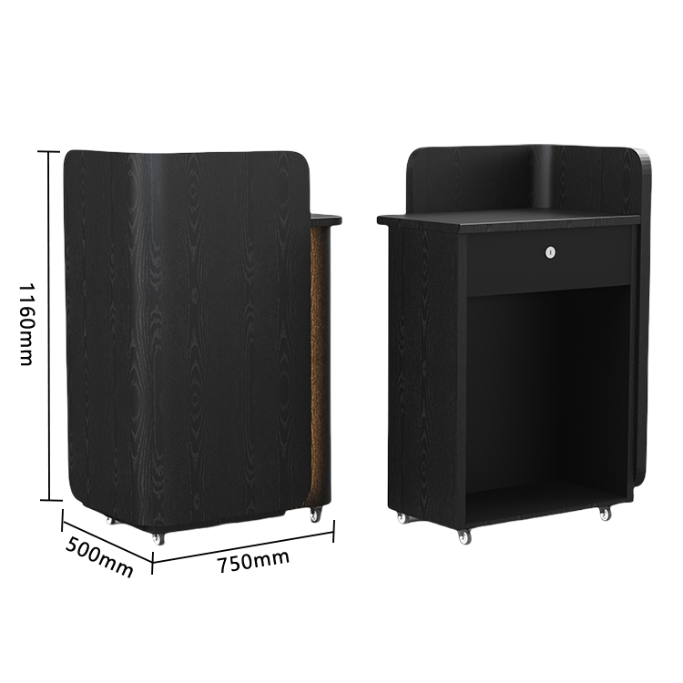 レジカウンター 小型レジカウンター 店舗用 鍵ロック 引き出し収納 受付 耐久性 高品質 洗練 贅沢 ブラック JDQT-N039