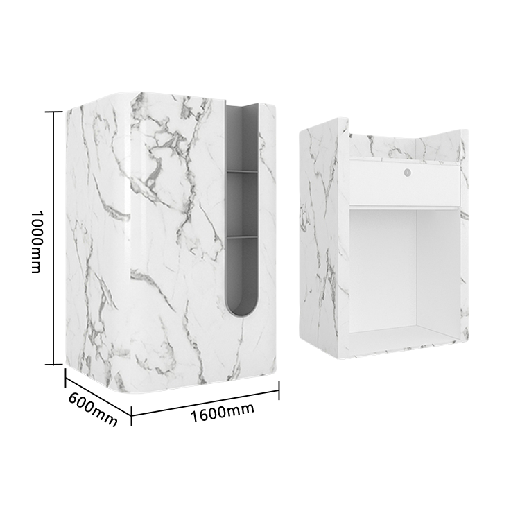 レジカウンター 小型レジカウンター 無人カウンター 店舗用 鍵ロック 受付 大容量収納 グレー カスタマイズ可能 JDQT-N040