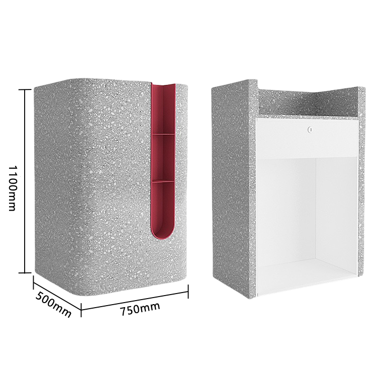 レジカウンター 小型レジカウンター 無人カウンター 店舗用 鍵ロック 受付 大容量収納 グレー カスタマイズ可能 JDQT-N040