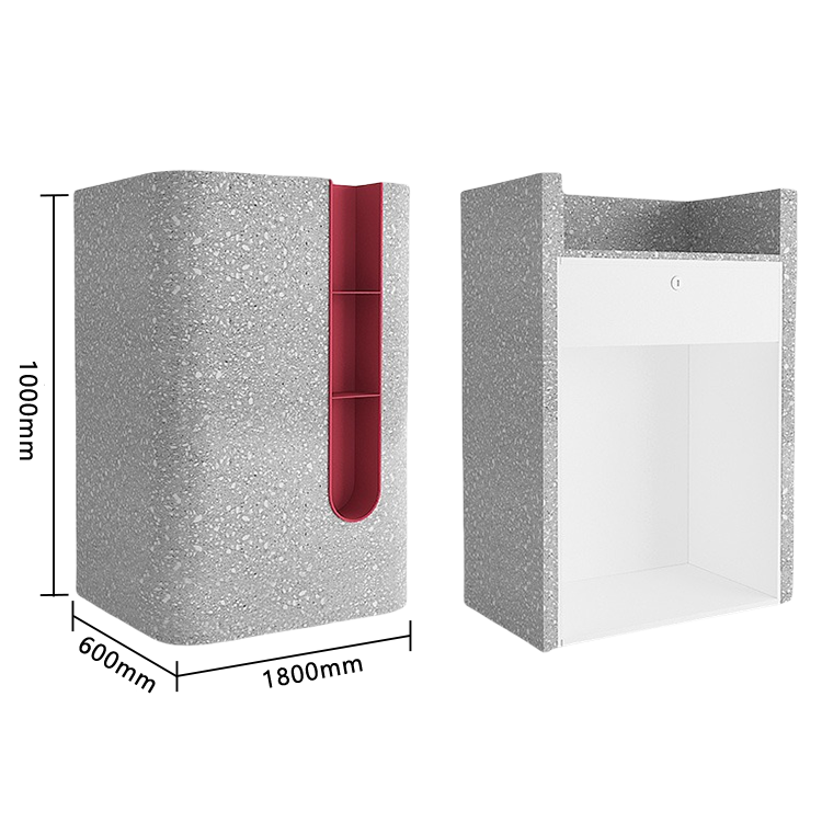 レジカウンター 小型レジカウンター 無人カウンター 店舗用 鍵ロック 受付 大容量収納 グレー カスタマイズ可能 JDQT-N040
