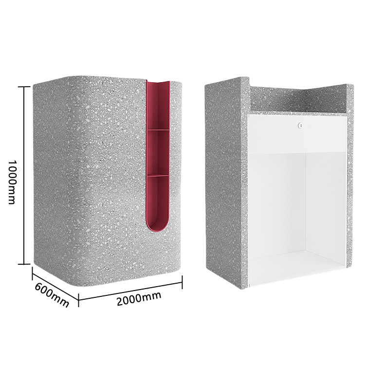 レジカウンター 小型レジカウンター 無人カウンター 店舗用 鍵ロック 受付 大容量収納 グレー カスタマイズ可能 JDQT-N040