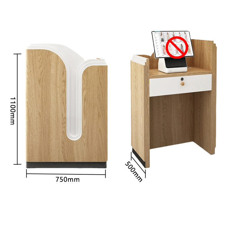 レジカウンター 小型レジカウンター 無人カウンター 店舗用 鍵ロック 受付 大容量収納 グレー カスタマイズ可能 JDQT-N040