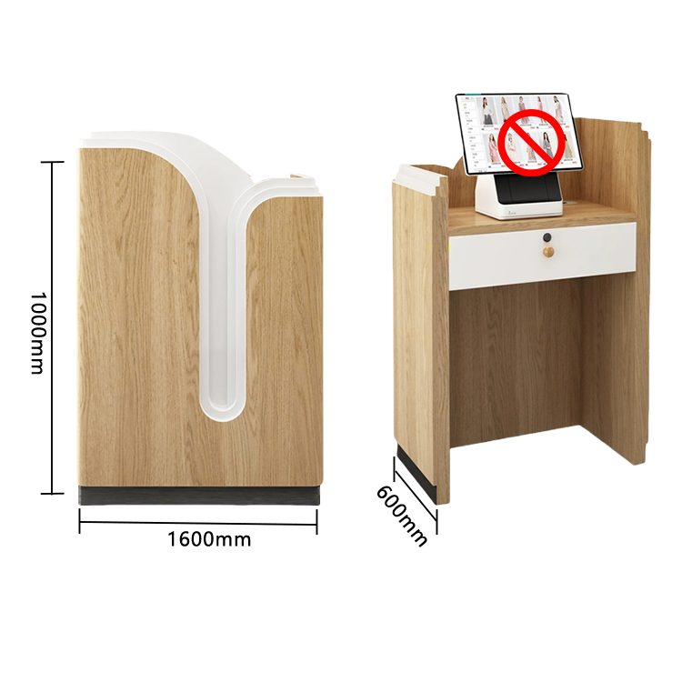 レジカウンター 小型レジカウンター 無人カウンター 店舗用 鍵ロック 受付 大容量収納 グレー カスタマイズ可能 JDQT-N040