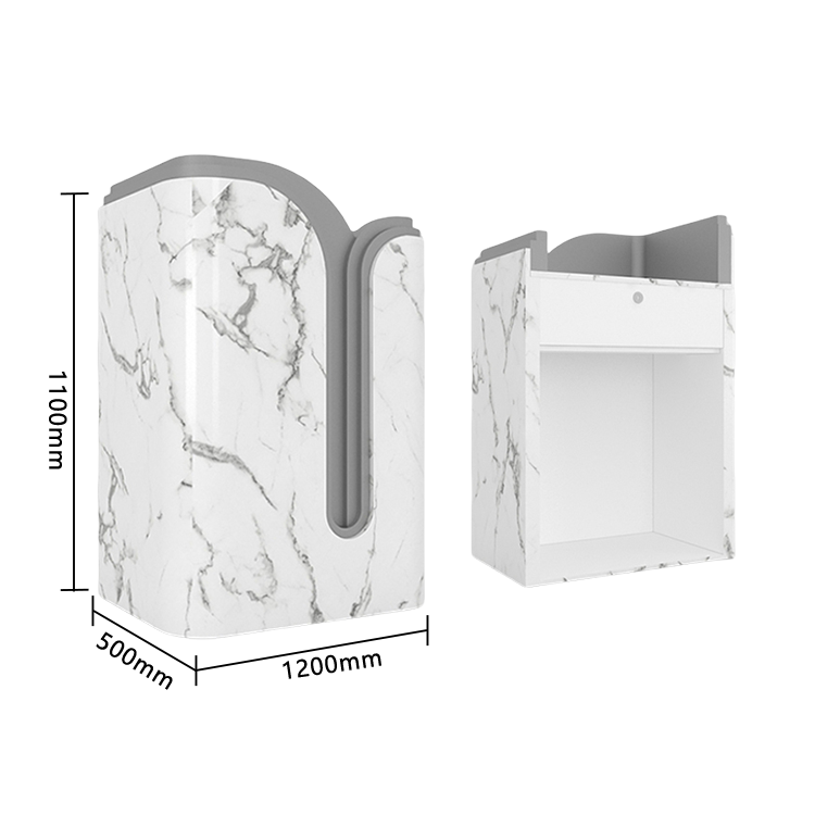 レジカウンター 小型レジカウンター 無人カウンター 店舗用 鍵ロック 受付 大容量収納 グレー カスタマイズ可能 JDQT-N040