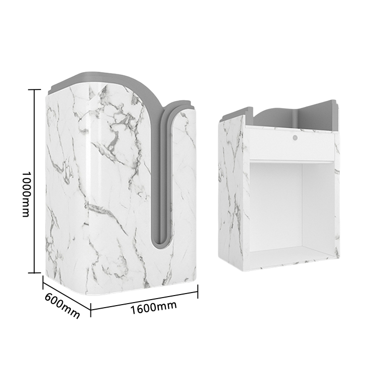 レジカウンター 小型レジカウンター 無人カウンター 店舗用 鍵ロック 受付 大容量収納 グレー カスタマイズ可能 JDQT-N040