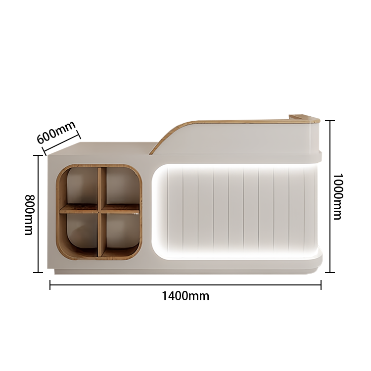 受付カウンター レジカウンター オフィスカウンター 美容院 店舗用 大容量収納 モダン ベージュ カスタマイズ可能 JDQT-N046