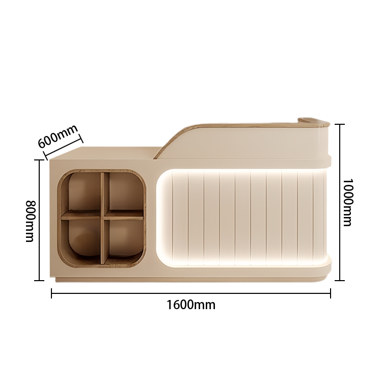 受付カウンター レジカウンター オフィスカウンター 美容院 店舗用 大容量収納 モダン ベージュ カスタマイズ可能 JDQT-N046