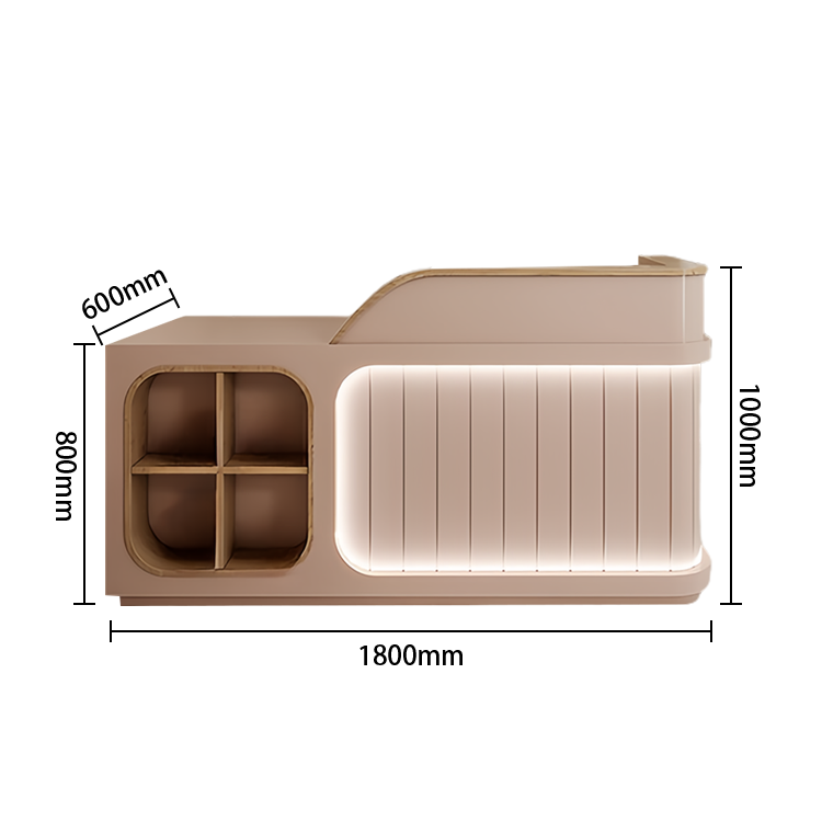 受付カウンター レジカウンター オフィスカウンター 美容院 店舗用 大容量収納 モダン ベージュ カスタマイズ可能 JDQT-N046