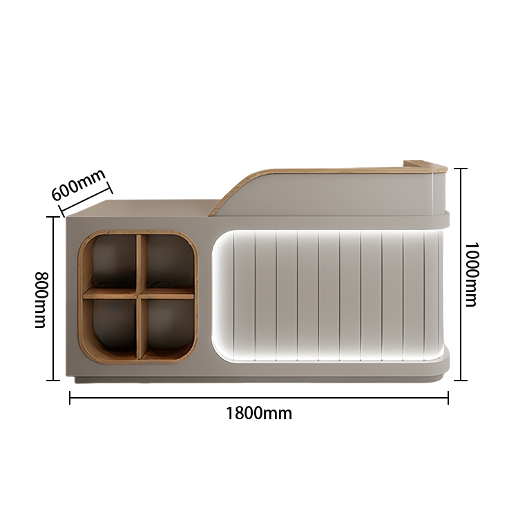 受付カウンター レジカウンター オフィスカウンター 美容院 店舗用 大容量収納 モダン ベージュ カスタマイズ可能 JDQT-N046