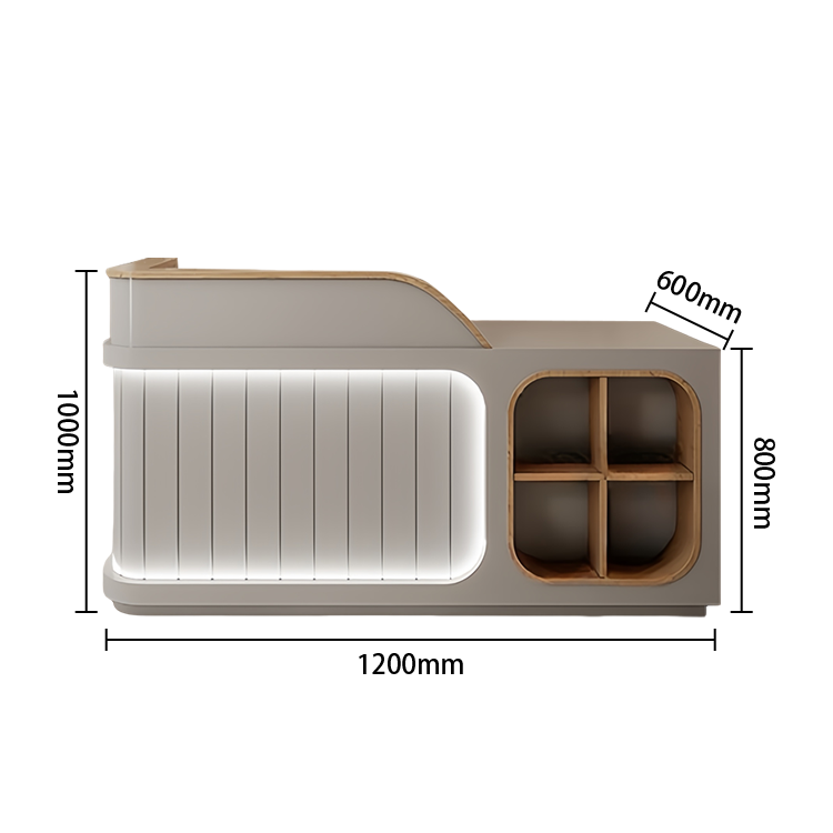 受付カウンター レジカウンター オフィスカウンター 美容院 店舗用 大容量収納 モダン ベージュ カスタマイズ可能 JDQT-N046