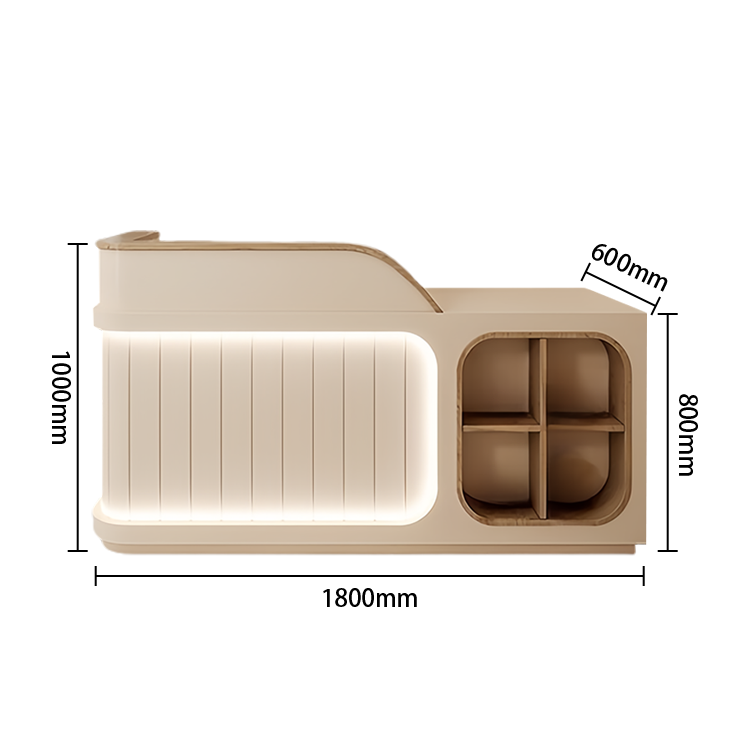 受付カウンター レジカウンター オフィスカウンター 美容院 店舗用 大容量収納 モダン ベージュ カスタマイズ可能 JDQT-N046