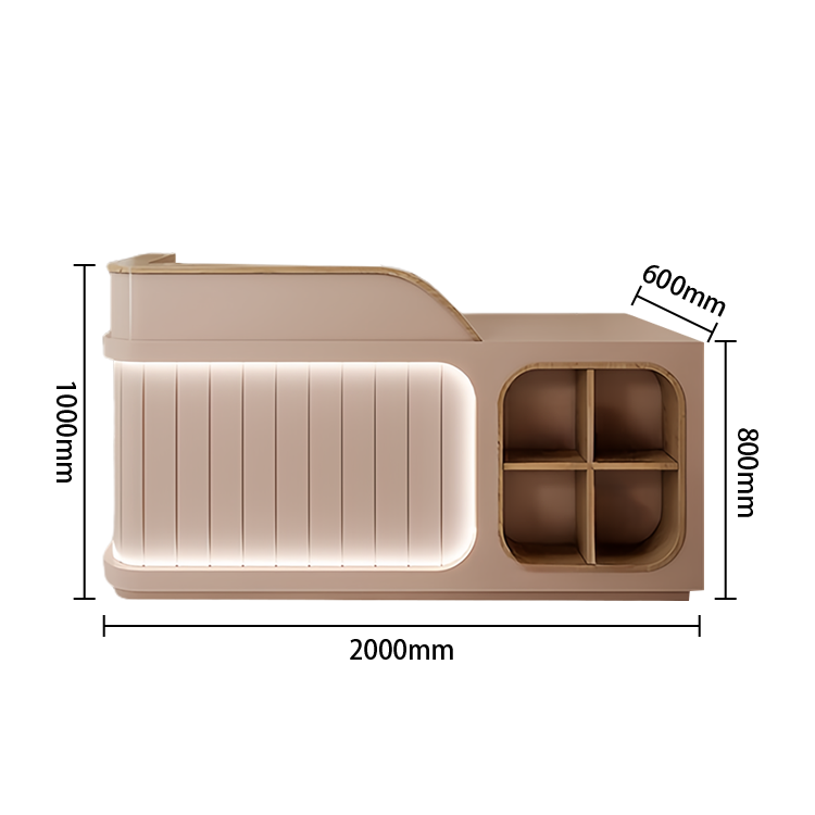 受付カウンター レジカウンター オフィスカウンター 美容院 店舗用 大容量収納 モダン ベージュ カスタマイズ可能 JDQT-N046