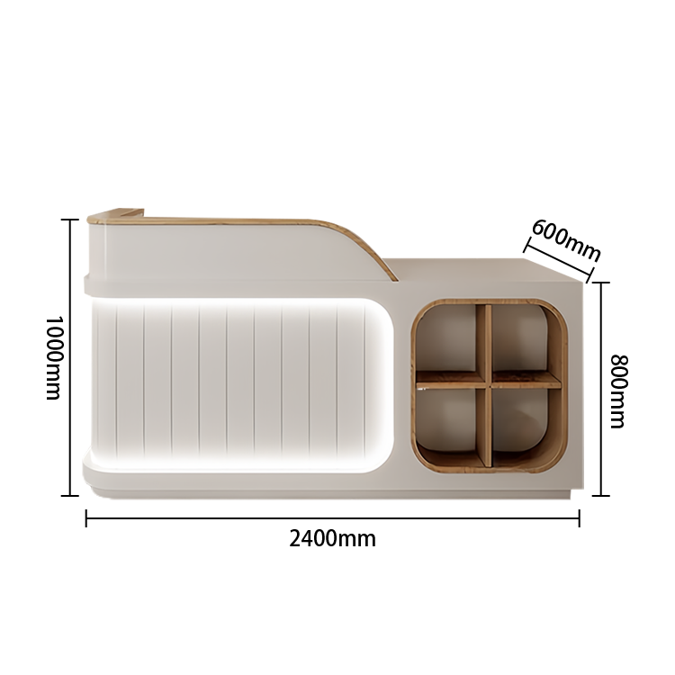 受付カウンター レジカウンター オフィスカウンター 美容院 店舗用 大容量収納 モダン ベージュ カスタマイズ可能 JDQT-N046