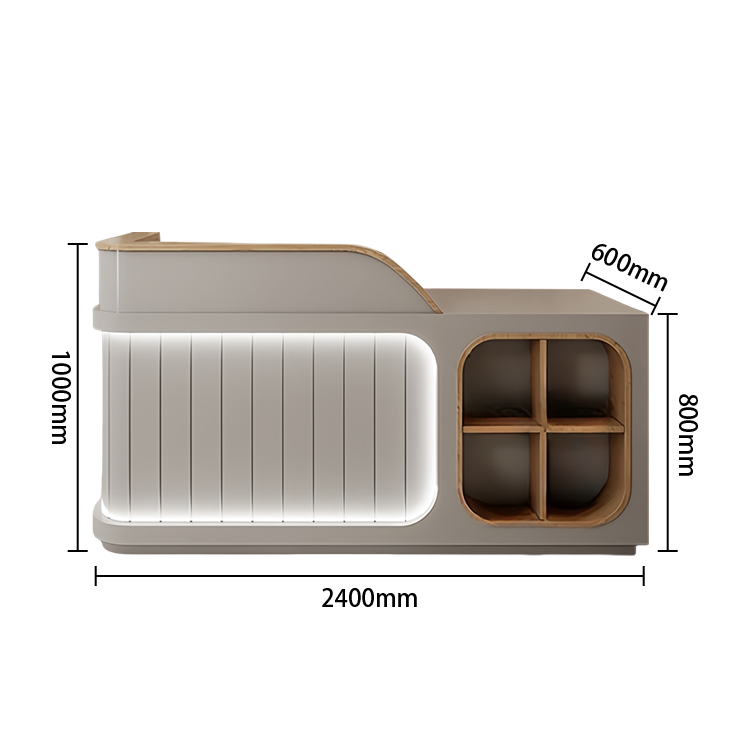 受付カウンター レジカウンター オフィスカウンター 美容院 店舗用 大容量収納 モダン ベージュ カスタマイズ可能 JDQT-N046