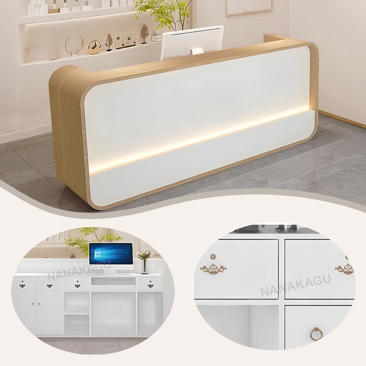 受付カウンター レジカウンター 店舗用 大容量収納 お手入れ簡単 洗練 シンプル ナチュラル カスタマイズ可能 JDQT-N049