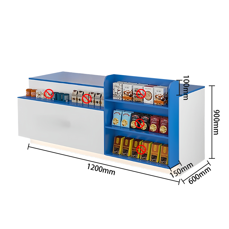 展示棚 受付台 レジカウンター 店舗用 コンビニ オープン収納 鍵ロック 分類収納 清潔 ナチュラル カスタマイズ可能 JDQT-N050