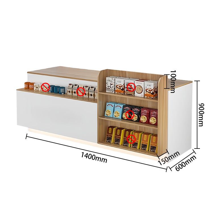展示棚 受付台 レジカウンター 店舗用 コンビニ オープン収納 鍵ロック 分類収納 清潔 ナチュラル カスタマイズ可能 JDQT-N050