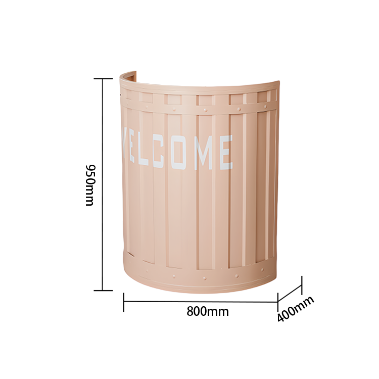 受付カウンター 円弧型受付カウンター 半円型 バー 店舗用 鍵ロック 大容量収納 工業風 ホワイト カスタマイズ可能 JDQT-N053