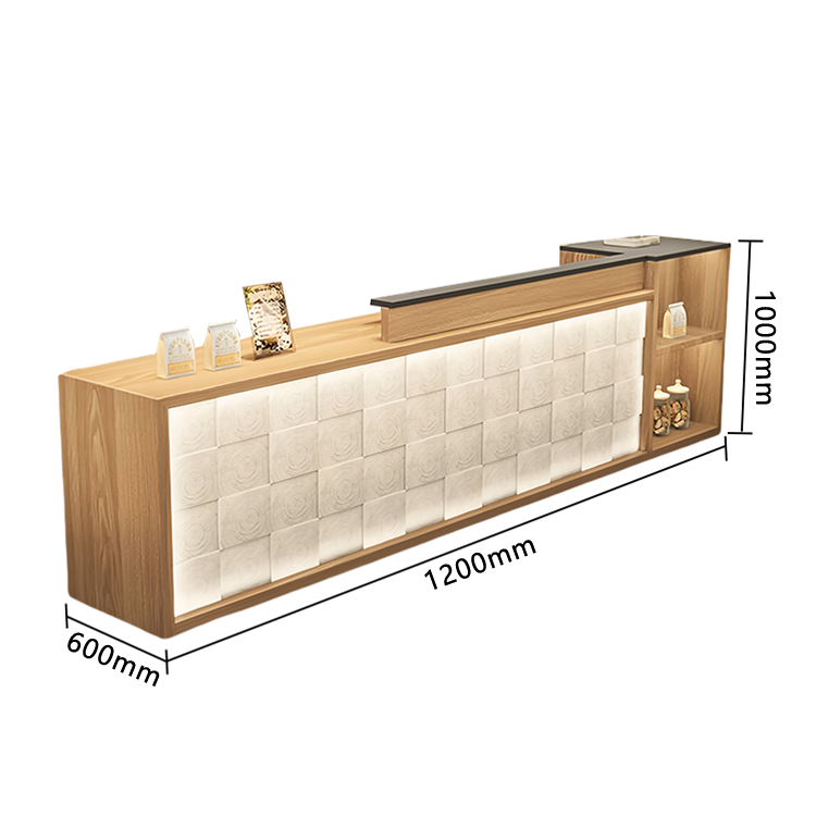 受付カウンター レジカウンター 店舗用 鍵ロック キーボードトレイ 大容量収納 高荷重性 ナチュラル カスタマイズ可能 JDQT-N056