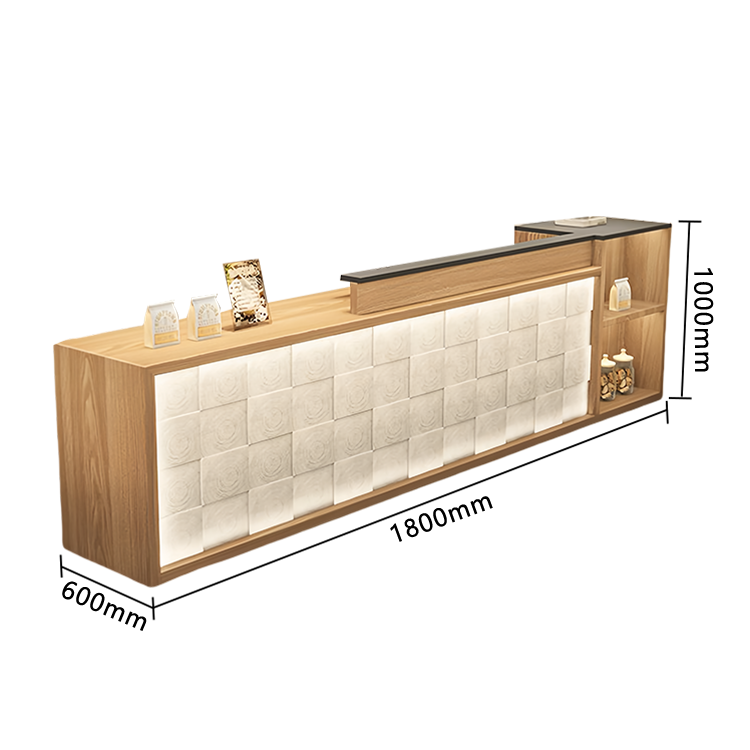 受付カウンター レジカウンター 店舗用 鍵ロック キーボードトレイ 大容量収納 高荷重性 ナチュラル カスタマイズ可能 JDQT-N056