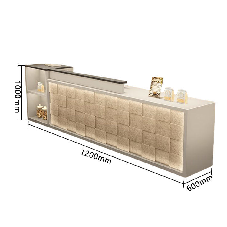 受付カウンター レジカウンター 店舗用 鍵ロック キーボードトレイ 大容量収納 高荷重性 ナチュラル カスタマイズ可能 JDQT-N056