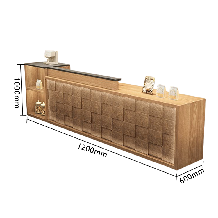 受付カウンター レジカウンター 店舗用 鍵ロック キーボードトレイ 大容量収納 高荷重性 ナチュラル カスタマイズ可能 JDQT-N056