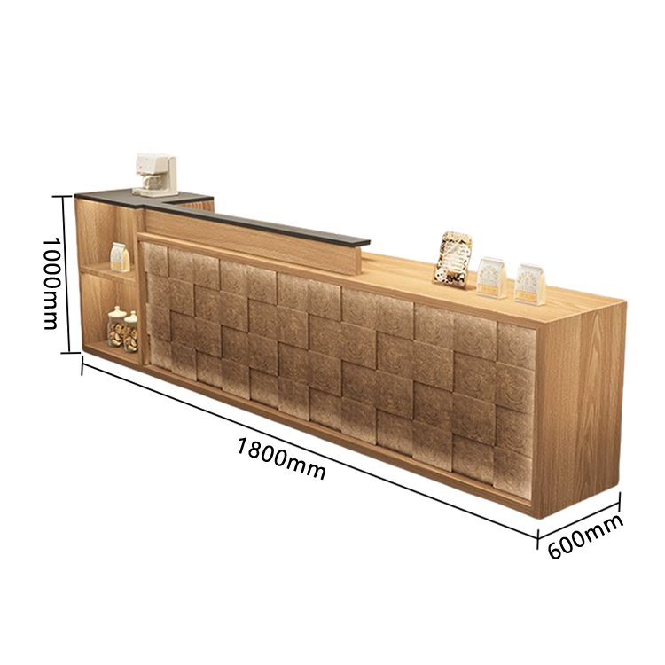 受付カウンター レジカウンター 店舗用 鍵ロック キーボードトレイ 大容量収納 高荷重性 ナチュラル カスタマイズ可能 JDQT-N056