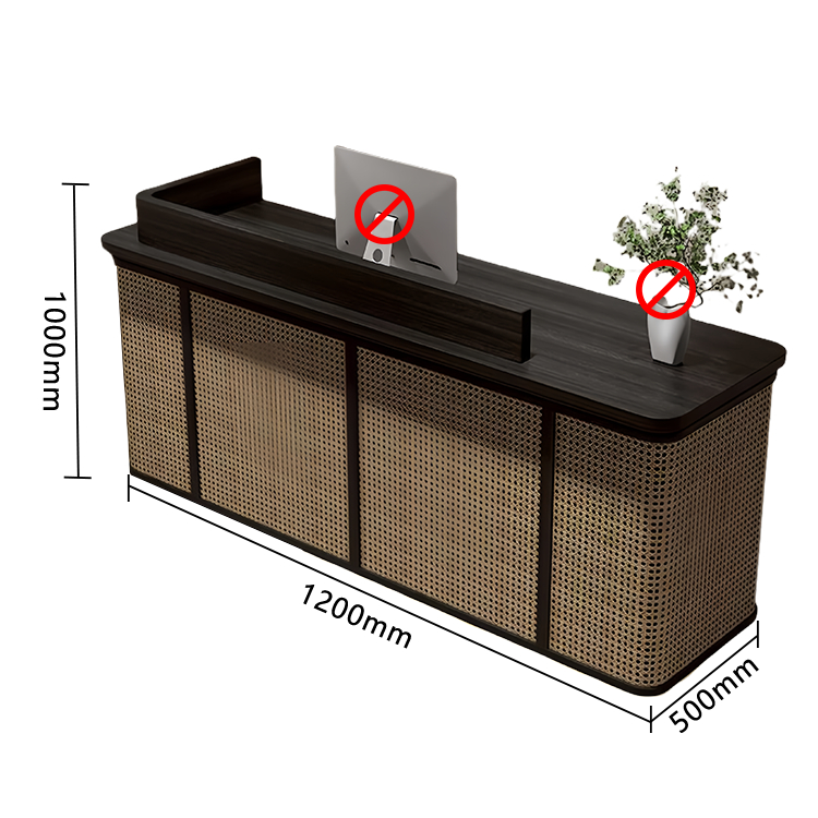 受付カウンター レジカウンター フロント 店舗用 籐編み 引き出し収納 大容量収納 ナチュラル カスタマイズ可能 JDQT-N057