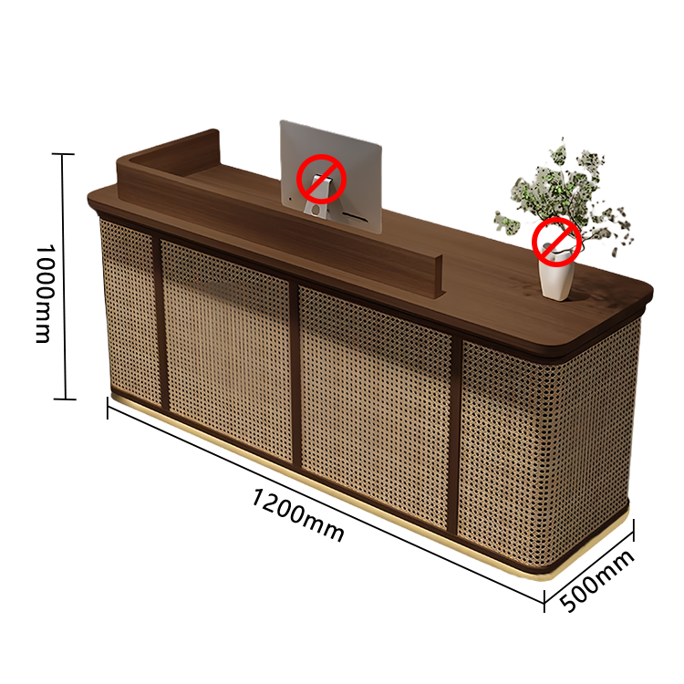 受付カウンター レジカウンター フロント 店舗用 籐編み 引き出し収納 大容量収納 ナチュラル カスタマイズ可能 JDQT-N057