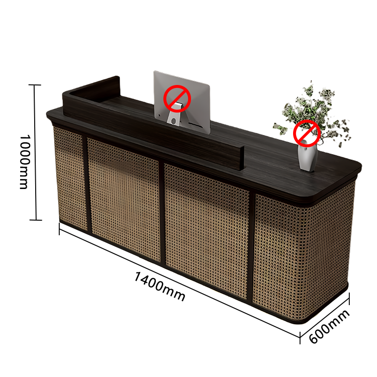 受付カウンター レジカウンター フロント 店舗用 籐編み 引き出し収納 大容量収納 ナチュラル カスタマイズ可能 JDQT-N057