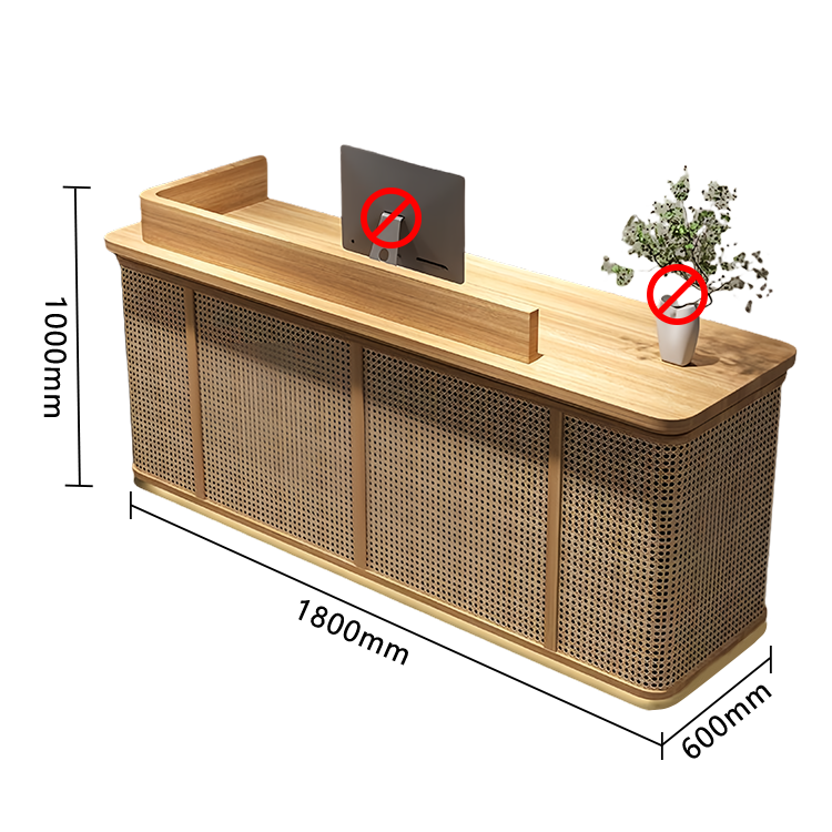 受付カウンター レジカウンター フロント 店舗用 籐編み 引き出し収納 大容量収納 ナチュラル カスタマイズ可能 JDQT-N057