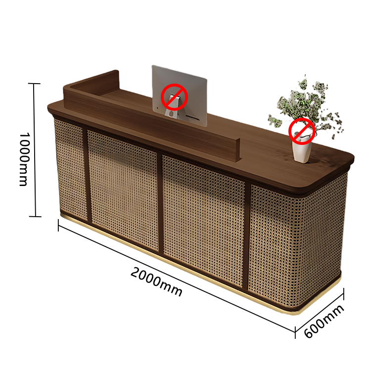 受付カウンター レジカウンター フロント 店舗用 籐編み 引き出し収納 大容量収納 ナチュラル カスタマイズ可能 JDQT-N057