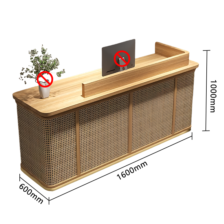 受付カウンター レジカウンター フロント 店舗用 籐編み 引き出し収納 大容量収納 ナチュラル カスタマイズ可能 JDQT-N057