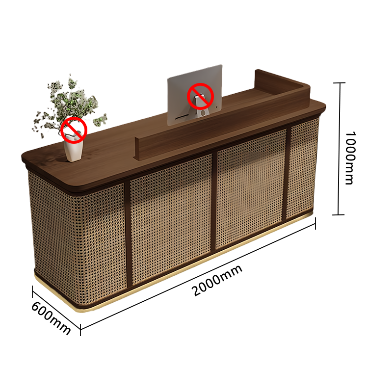 受付カウンター レジカウンター フロント 店舗用 籐編み 引き出し収納 大容量収納 ナチュラル カスタマイズ可能 JDQT-N057