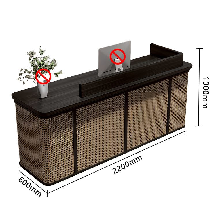 受付カウンター レジカウンター フロント 店舗用 籐編み 引き出し収納 大容量収納 ナチュラル カスタマイズ可能 JDQT-N057