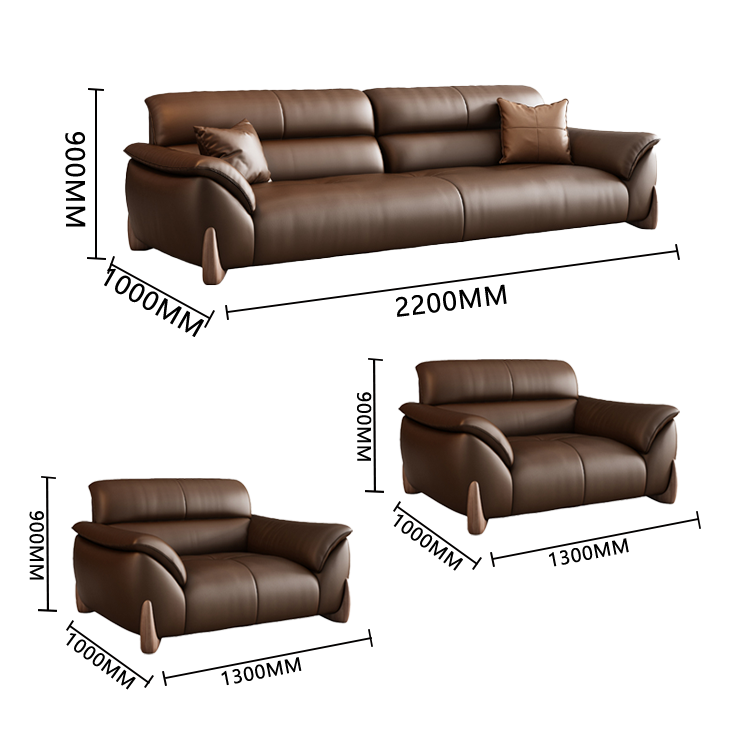 応接セット レザーソファー オフィスソファー 受付ソファー 1人掛け 3人掛け 無垢材 柔軟性 ブラウン カスタマイズ可能 JDSF-N006