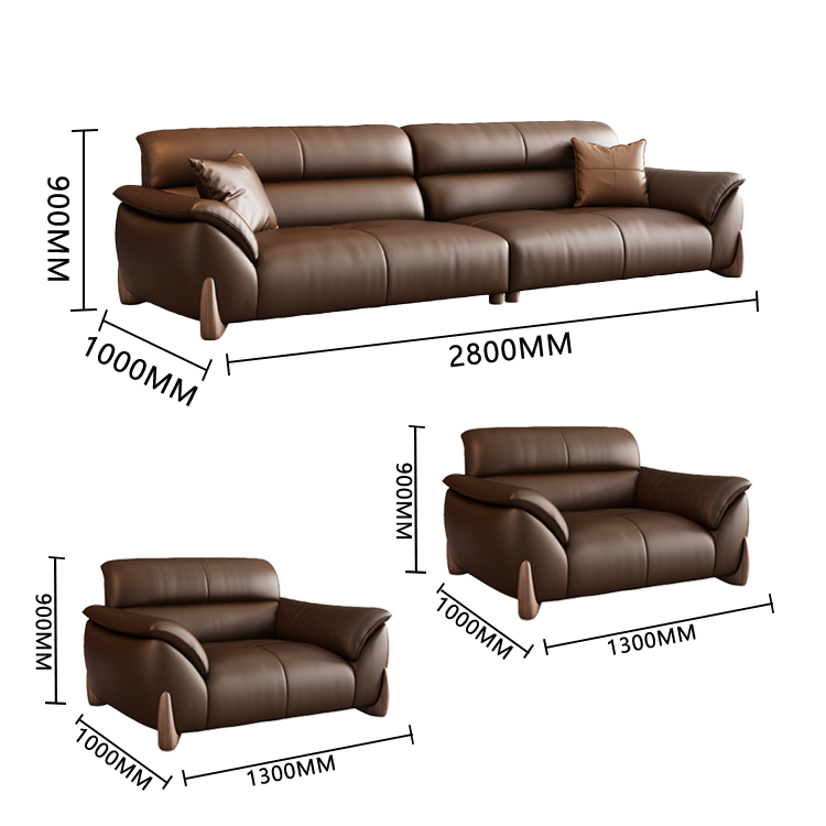 応接セット レザーソファー オフィスソファー 受付ソファー 1人掛け 3人掛け 無垢材 柔軟性 ブラウン カスタマイズ可能 JDSF-N006