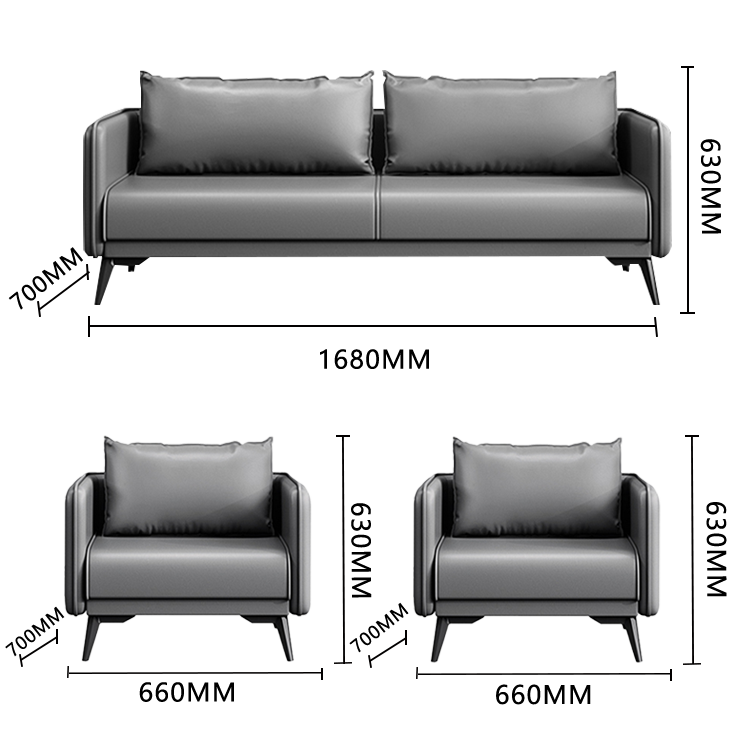 応接セット ロータイプ オフィスソファー 1人掛け 2人掛け 天然木 ソフトレザー シンプル グレー カスタマイズ可能 JDSF-N009