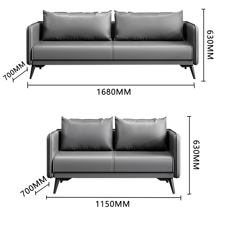 応接セット ロータイプ オフィスソファー 1人掛け 2人掛け 天然木 ソフトレザー シンプル グレー カスタマイズ可能 JDSF-N009