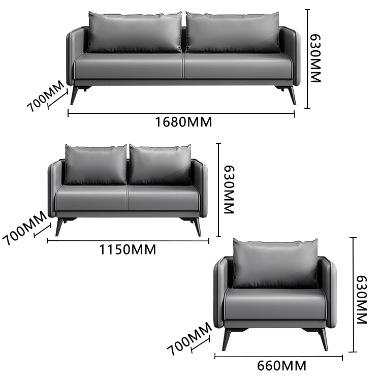 応接セット ロータイプ オフィスソファー 1人掛け 2人掛け 天然木 ソフトレザー シンプル グレー カスタマイズ可能 JDSF-N009