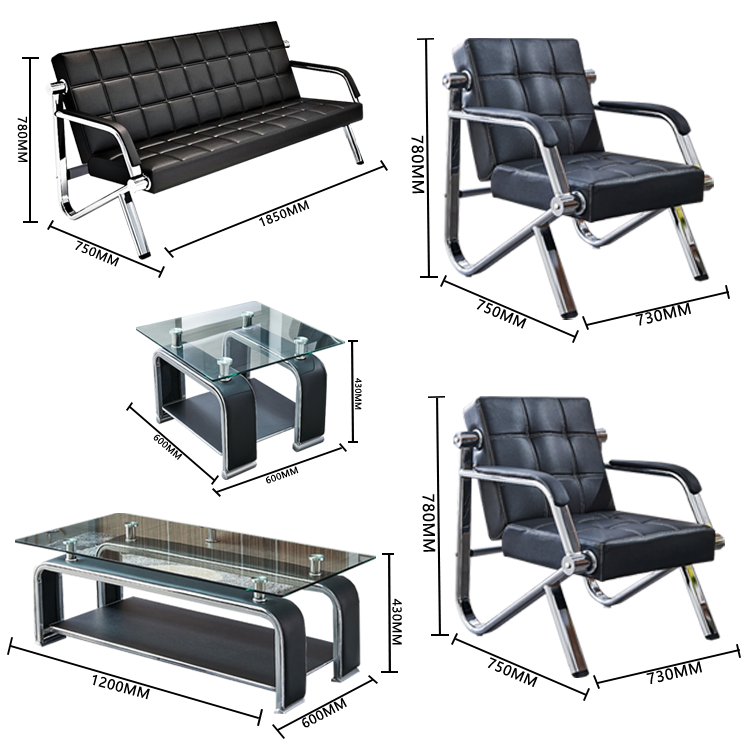 応接セット 1人掛け 3人掛け 受付用 事務用 ステンレスフレーム ソフトレザー シンプル ラック カスタマイズ可能 JDSF-N010