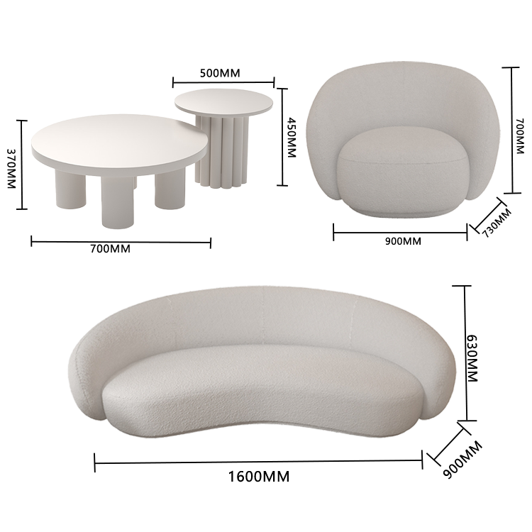 応接セット ロータイプ 受付ソファー 1人掛け 3人掛け 休憩室 美容院 丸み シンプル ホワイト カスタマイズ可能 JDSF-N017