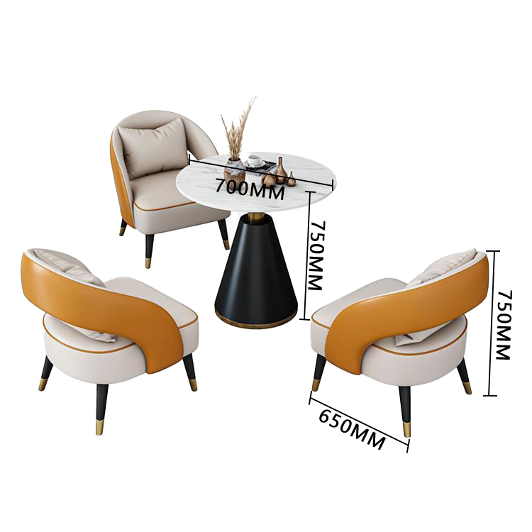 応接セット 相談用チェア 丸テーブル 北欧風 1人掛け 応接用 マーブル柄 焼付塗装 耐久性 グレー カスタマイズ可能 JDZH-N001