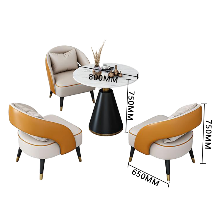 応接セット 相談用チェア 丸テーブル 北欧風 1人掛け 応接用 マーブル柄 焼付塗装 耐久性 グレー カスタマイズ可能 JDZH-N001