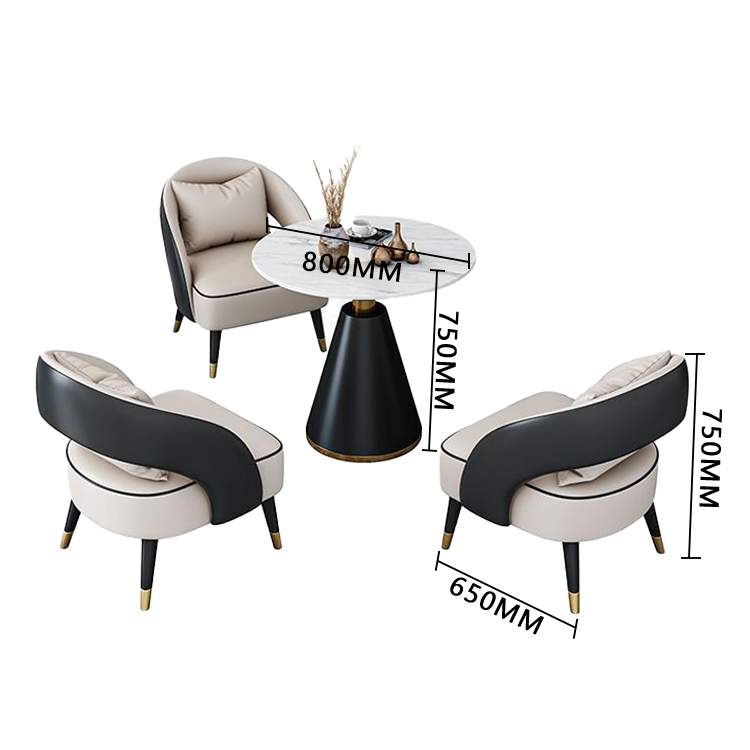 応接セット 相談用チェア 丸テーブル 北欧風 1人掛け 応接用 マーブル柄 焼付塗装 耐久性 グレー カスタマイズ可能 JDZH-N001