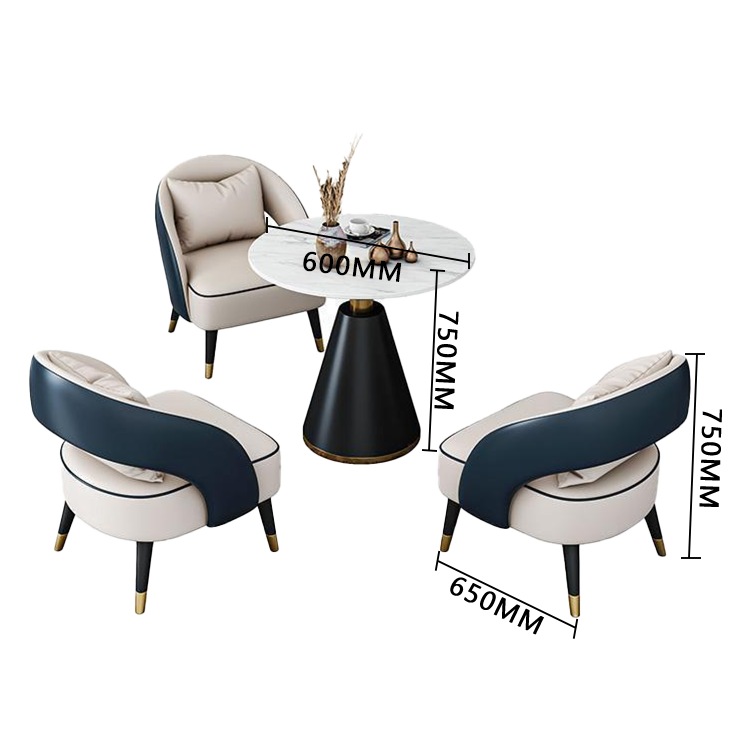 応接セット 相談用チェア 丸テーブル 北欧風 1人掛け 応接用 マーブル柄 焼付塗装 耐久性 グレー カスタマイズ可能 JDZH-N001