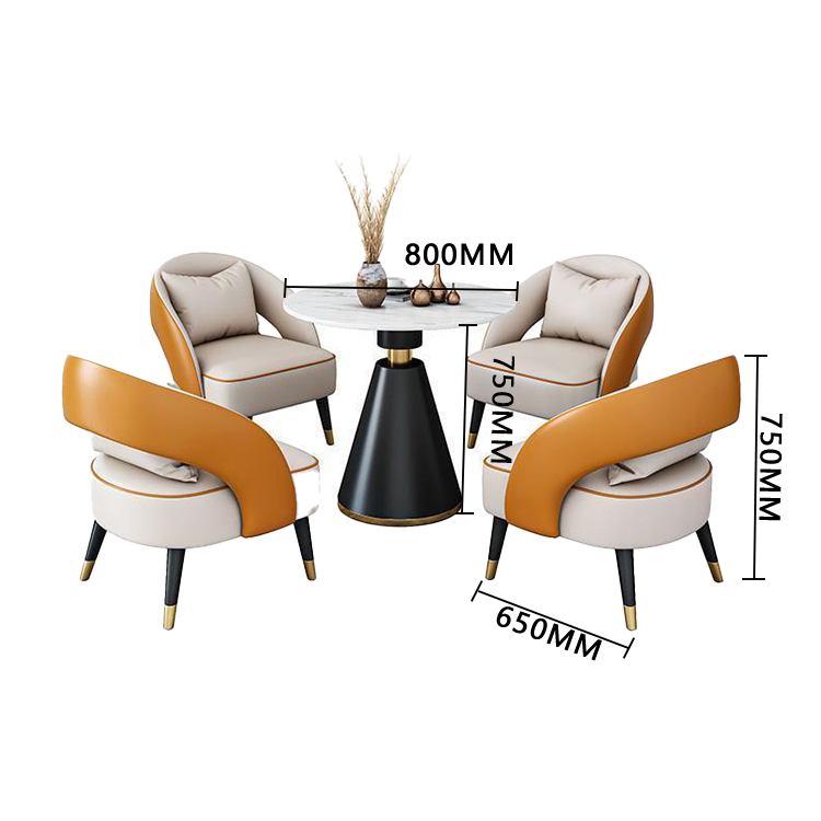 応接セット 相談用チェア 丸テーブル 北欧風 1人掛け 応接用 マーブル柄 焼付塗装 耐久性 グレー カスタマイズ可能 JDZH-N001