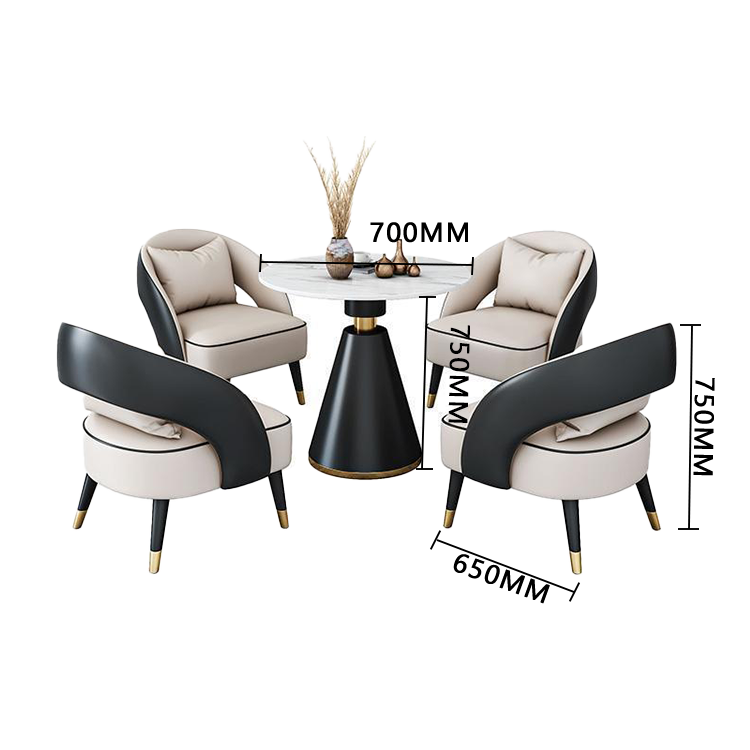 応接セット 相談用チェア 丸テーブル 北欧風 1人掛け 応接用 マーブル柄 焼付塗装 耐久性 グレー カスタマイズ可能 JDZH-N001