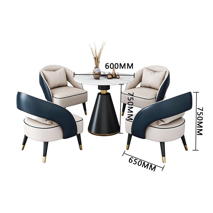 応接セット 相談用チェア 丸テーブル 北欧風 1人掛け 応接用 マーブル柄 焼付塗装 耐久性 グレー カスタマイズ可能 JDZH-N001